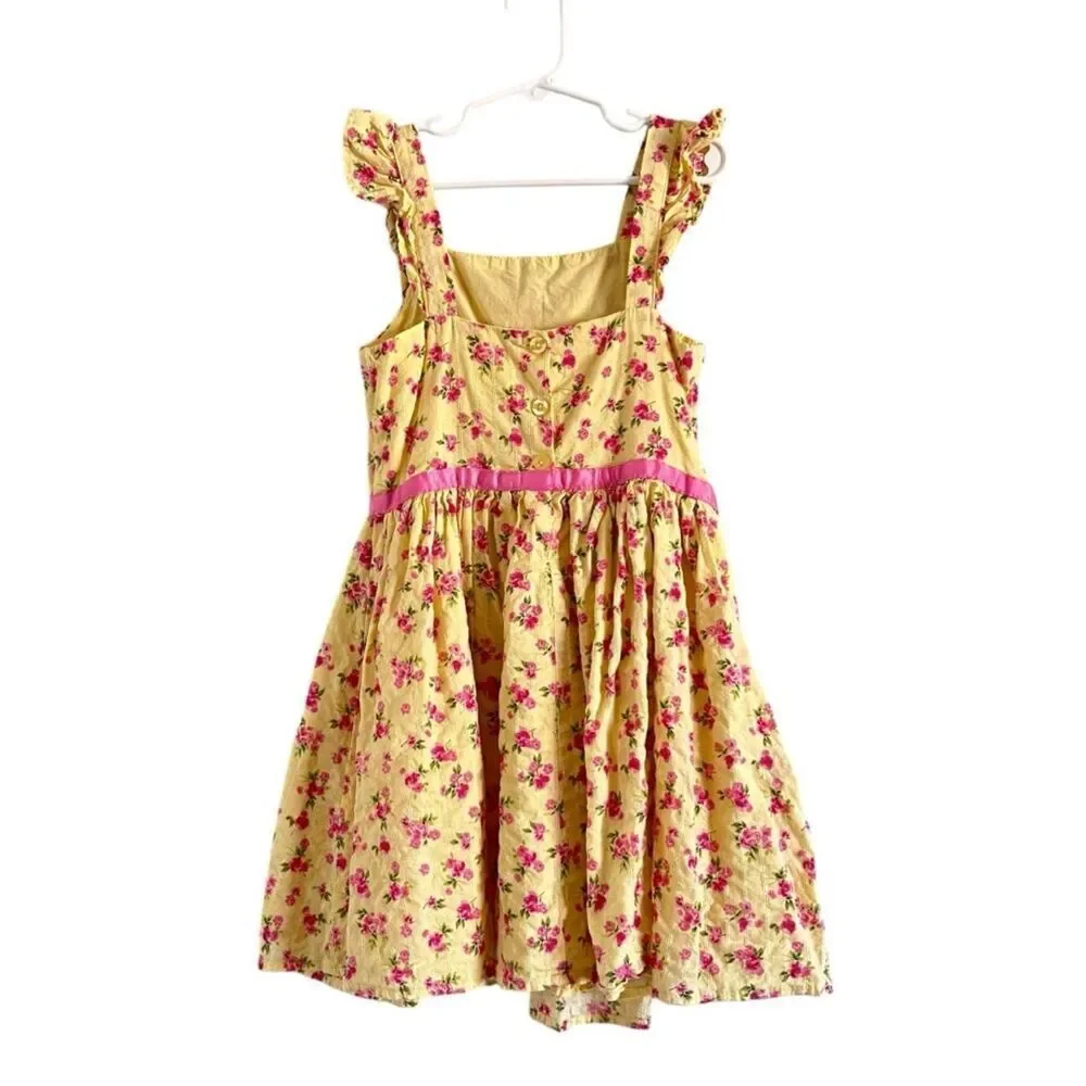 Zunie Girl Yellow Floral Ruffle Dress